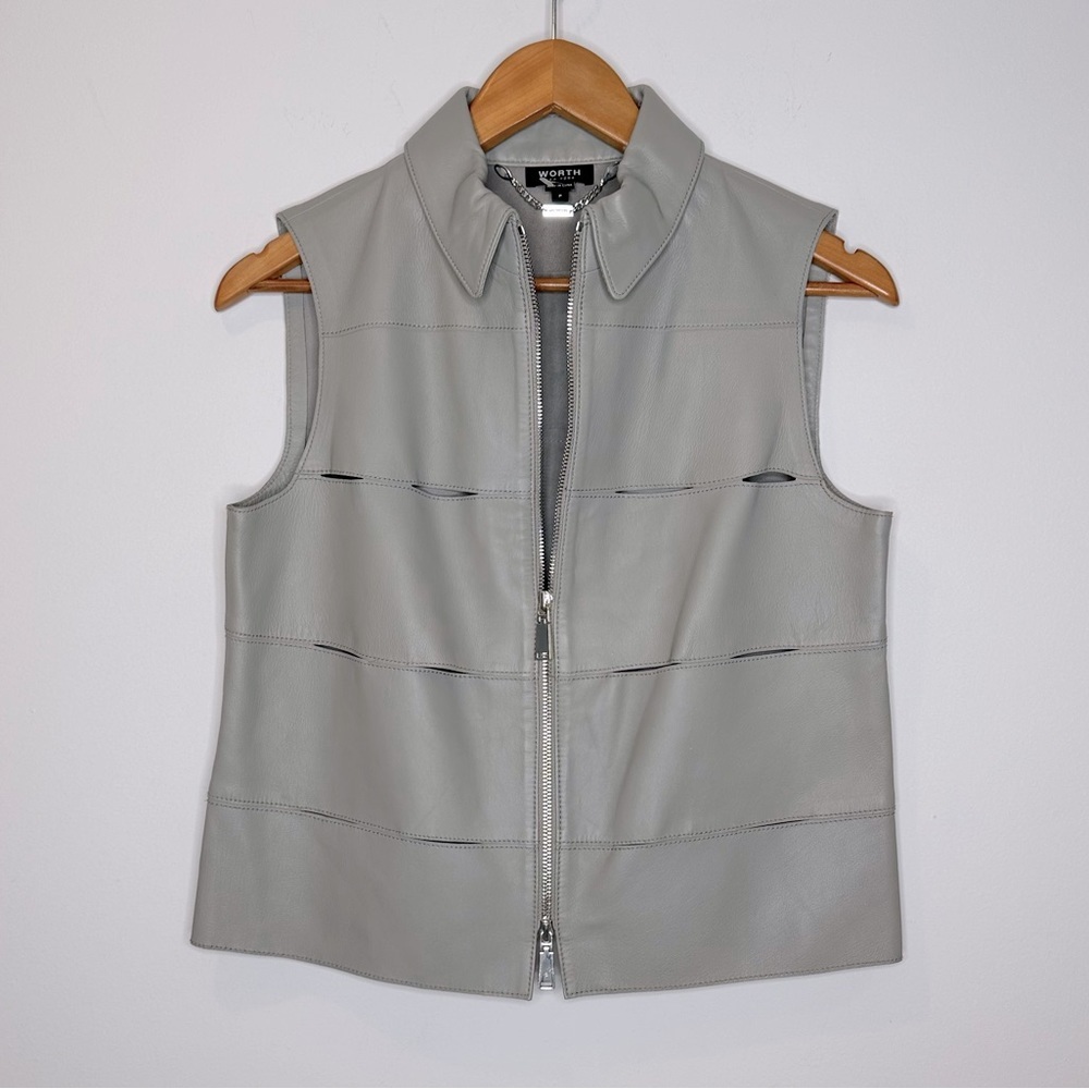 Worth New York Leather Vest In Gray